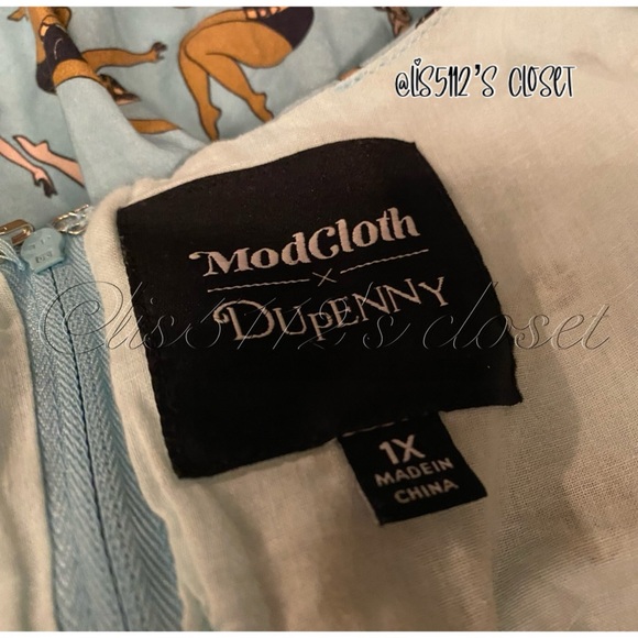 ModCloth x Dupenny Synchronized Swimmers Optimistic Effect A-line Retro Dress 1X - Picture 8 of 16